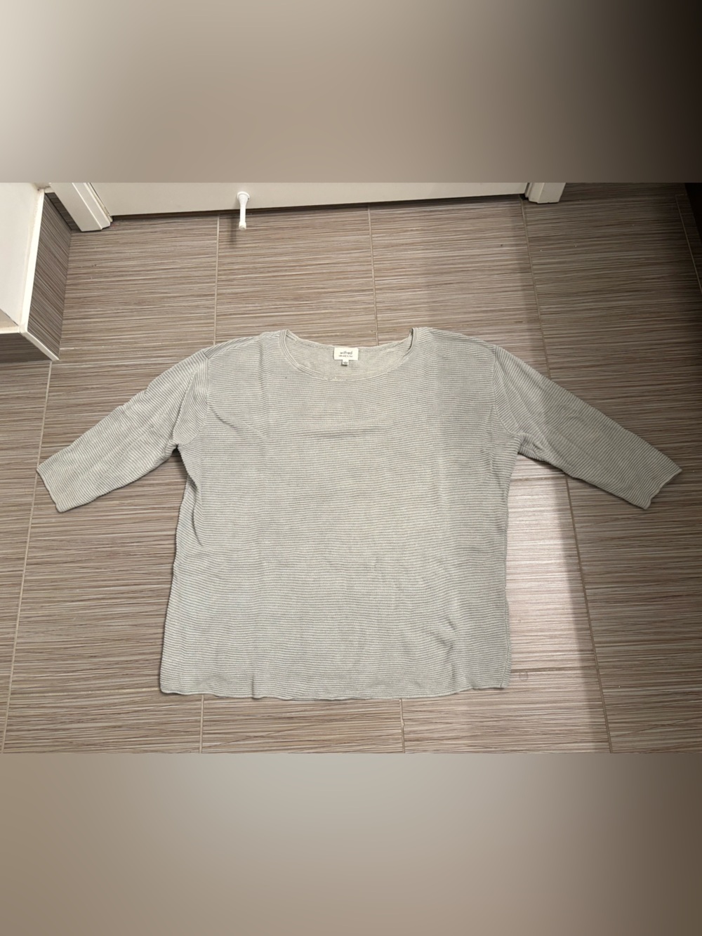 Wilfred Pale Mint Green/Gray Ribbed Boatneck Sweater